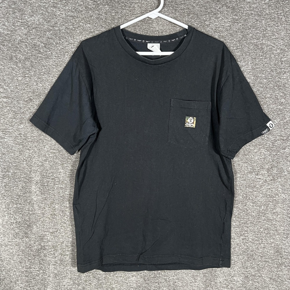 Aape‎ By A Bathing Ape Shirt Mens Large Black Pocket Logo T-Shirt Tee Streetwear
